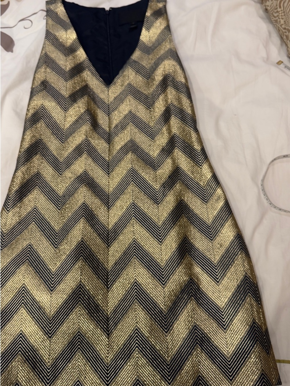 J. Crew collection Black and Gold Chevron Cocktail Dress